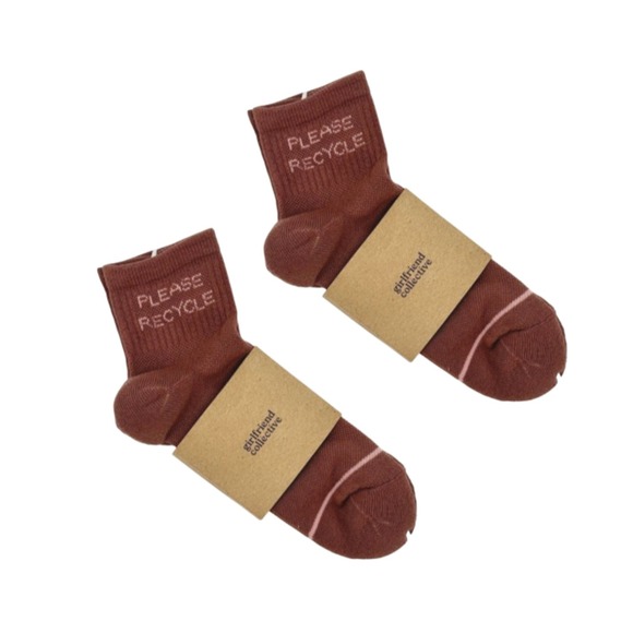 girlfriend collective Accessories - SET OF 2 Girlfriend Collective Please Recycle Crew Socks Terracotta Size 2 NWT